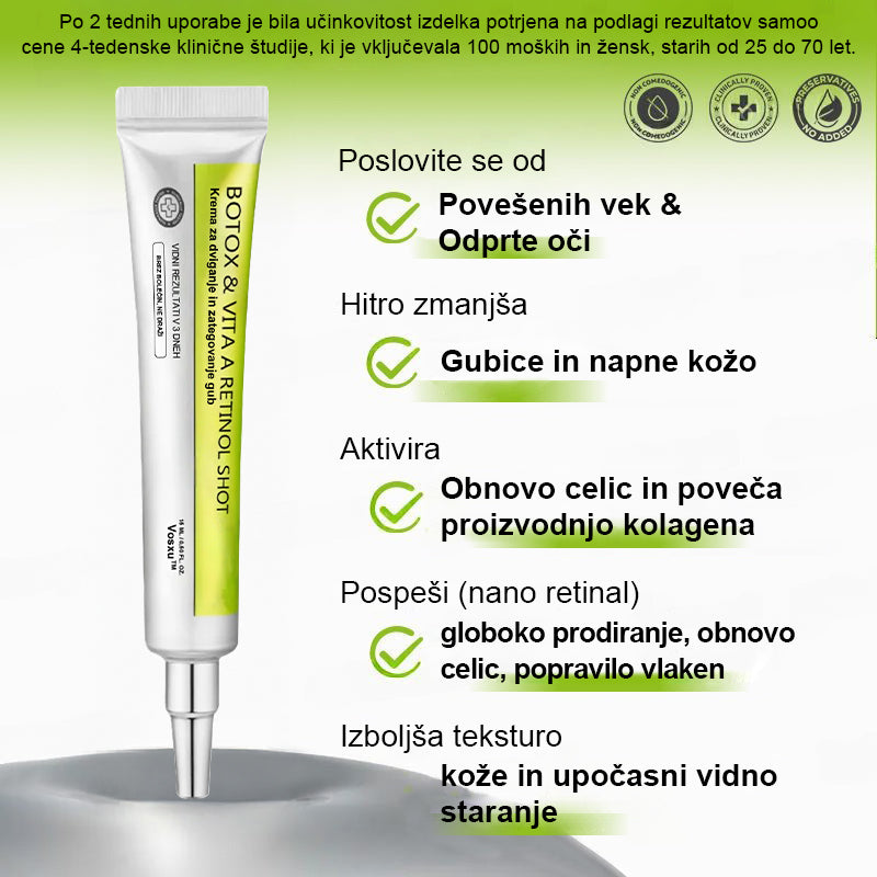 Vosxu™ Botox & Vita-A Retinol Shot serum za lifting gub ✨ – 💉 Mikro-Iglice | 💪 Peptidi z Učinkom Botoksa | 🌿 Retinol | ⚡ Vidni Rezultati v 3 Dneh