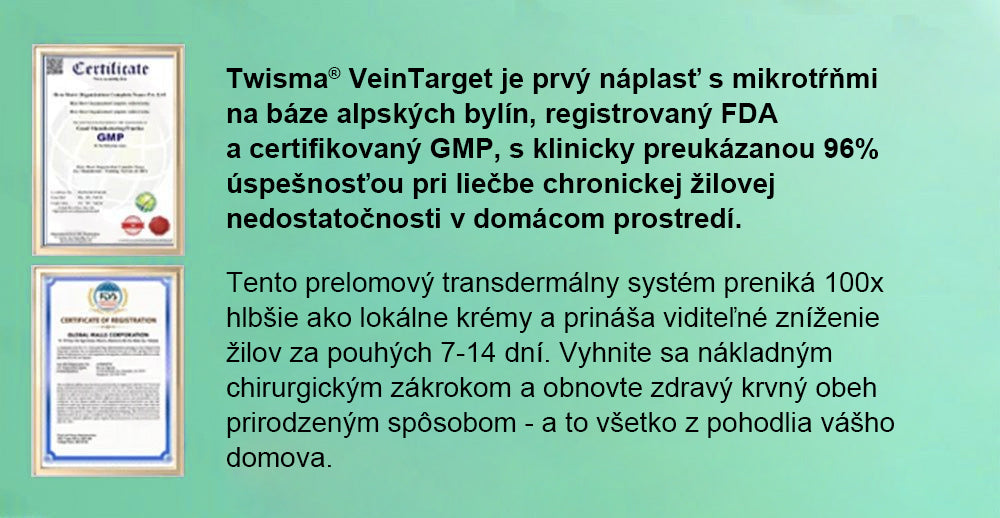 Posebna ponudba: do 70 % popusta! 🎁 Twisma® VeinTarget – napredni mikroobliž za krčne žile 🔥 96 % klinično dokazana učinkovitost ⚡ Vidni rezultati že v 7–14 dneh 🌿 Nežen podporni učinek za lažje in sproščene noge 🦵💪