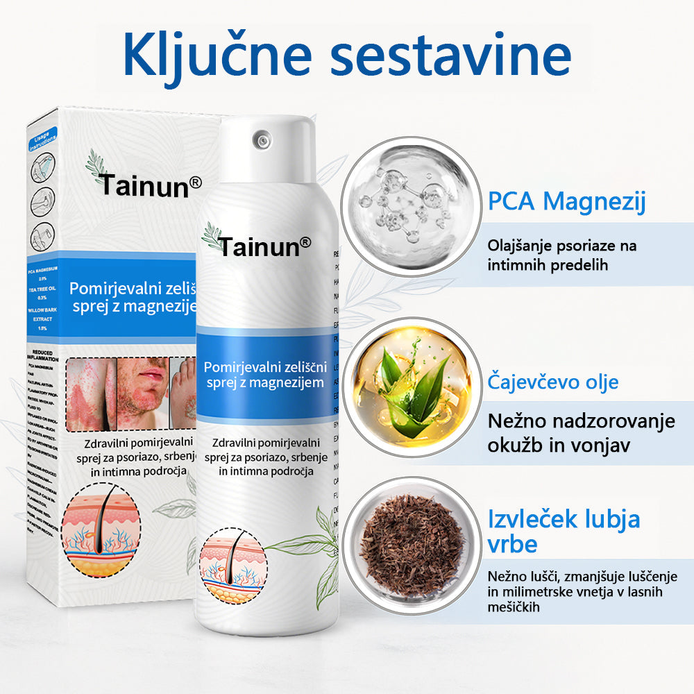 Tainun® Magnezijev zeliščni sprej ✅ CE certifikat – za zdravljenje luskavice (lajšanje luskavice in ekcemov, izboljšanje bakterijskih okužb genitalnega območja, zdravljenje aken in bradavic, lajšanje bolečin v sklepih in nevropatskih bolečin)✨