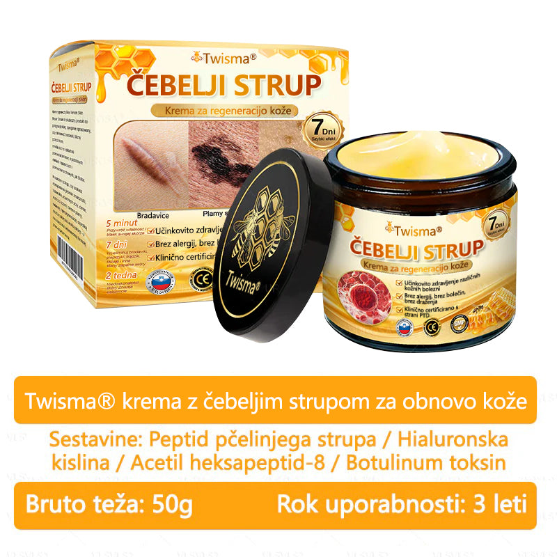 🐝🌷 Izdelano in poslano iz Slovenije – Twisma® Krema z naravnim čebeljim strupom za regeneracijo kože 🔥🔥 ZADNJI DAN – 80 % POPUST!