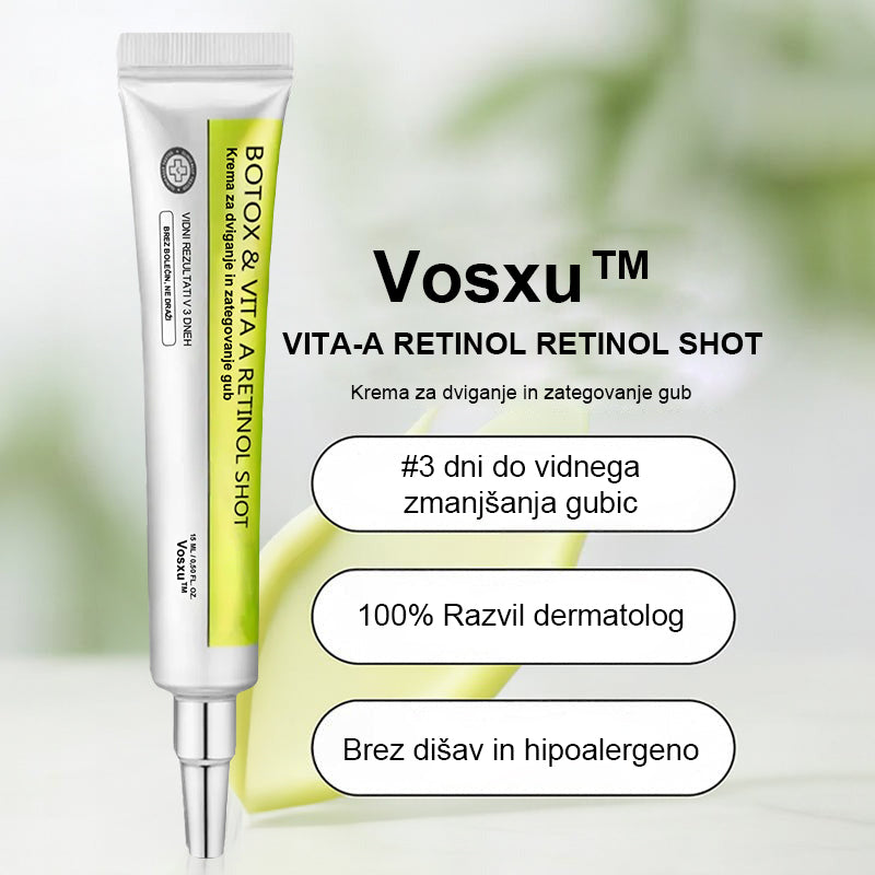 Vosxu™ Botox & Vita-A Retinol Shot serum za lifting gub ✨ – 💉 Mikro-Iglice | 💪 Peptidi z Učinkom Botoksa | 🌿 Retinol | ⚡ Vidni Rezultati v 3 Dneh