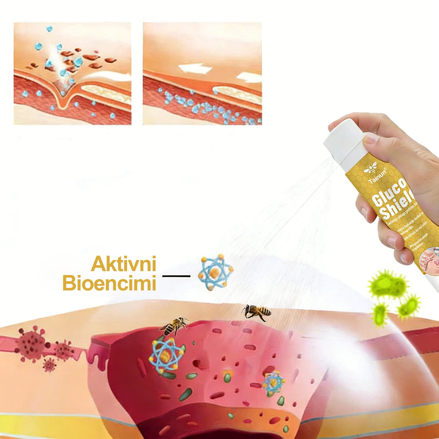 🏆 Najbolj prodajano 🔥 | Tainun® GlucoShield Čebelji strup pršilo za nego ran 🎉 Posebni časovno omejeni popust – ne zamudite!