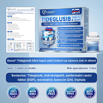 Guxar® Tideglusib Oralni Trakovi 🦷 – Aktivacija matičnih celic🧬, regeneracija dentina💎, krepitev sklenine⚡, beljenje zob✨, zmanjšanje občutljivosti💧, mikronadliki serum za zobe in dlesni💖, nežna vsakodnevna uporaba🌿
