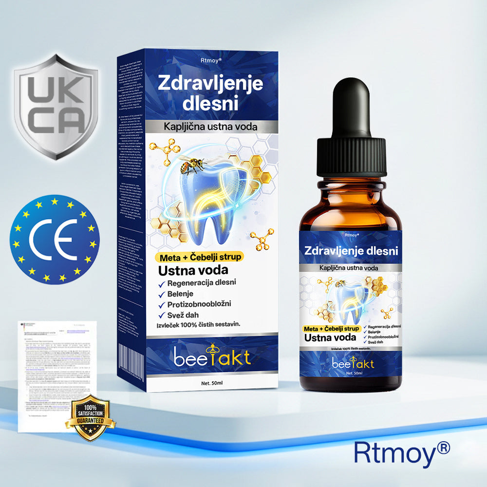 Rtmoy® BeeTakt kapljice za nego zob s čebeljim strupom – napredna rešitev za obnovo dlesni in ustno zdravje 🦷 | odstranjevanje zobnih oblog, regeneracija dlesni in lajšanje občutljivosti