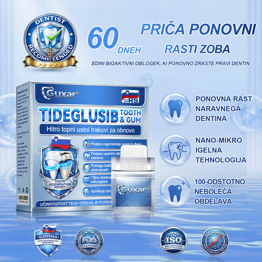 Guxar® Tideglusib Oralni Trakovi  – Aktivacija matičnih celic🧬, regeneracija dentina💎, krepitev sklenine⚡, beljenje zob✨, zmanjšanje občutljivosti💧, mikronadliki serum za zobe in dlesni💖, nežna vsakodnevna uporaba 🦷🦷