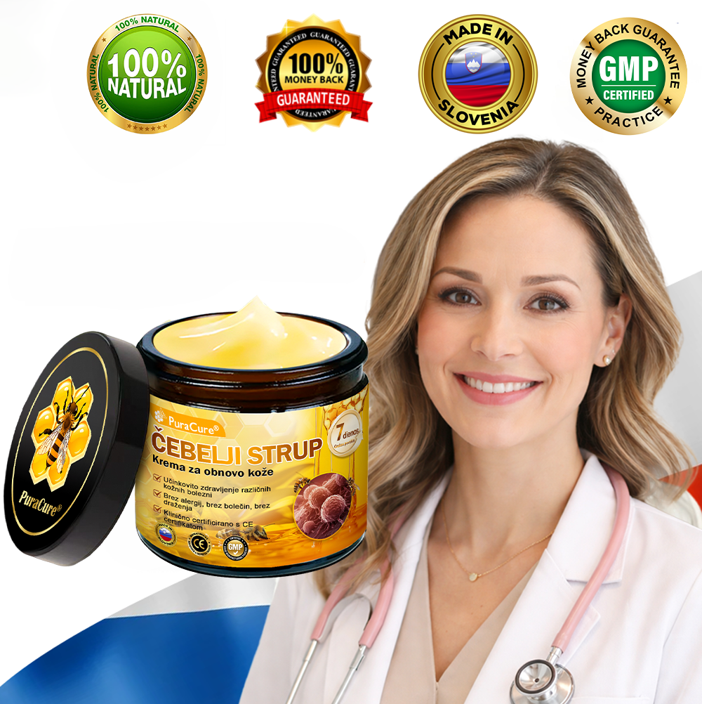 PuraCure® krema za obnovo kože s čebeljim strupom 🐝 | Naravno zdravljenje ekcema, luskavice, dermatitisa in draženja kože | Pomirjujoča in regenerativna formula  🔥