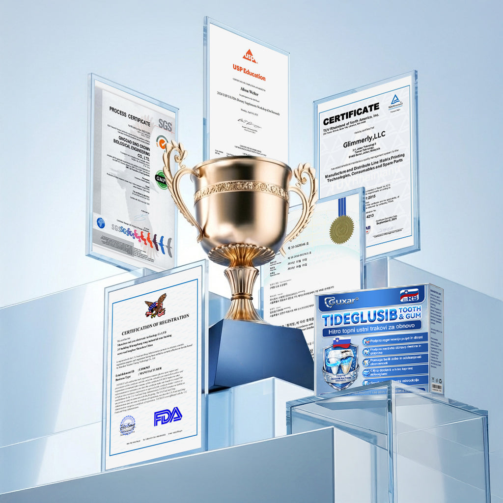 Guxar® Tideglusib Oralni Trakovi 🦷 – Aktivacija matičnih celic🧬, regeneracija dentina💎, krepitev sklenine⚡, beljenje zob✨, zmanjšanje občutljivosti💧, mikronadliki serum za zobe in dlesni💖, nežna vsakodnevna uporaba🌿