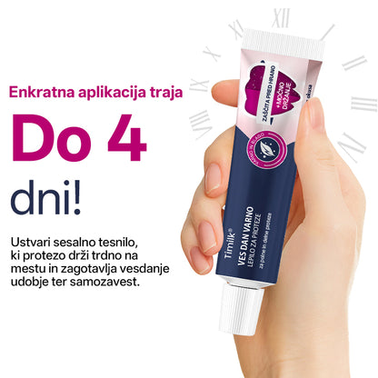 🌟 Timilk® Celodnevno Varno Lepilo za Proteze – Zanesljivost, Udobje in Svoboda za Tvoj Nasmeh 💎☀️
