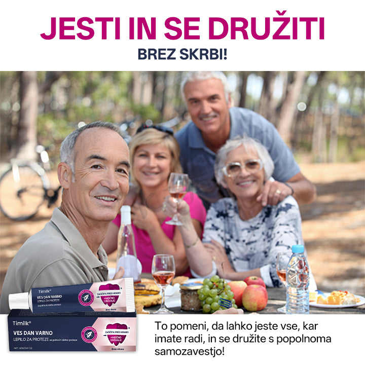 🌟 Timilk® Celodnevno Varno Lepilo za Proteze – Zanesljivost, Udobje in Svoboda za Tvoj Nasmeh 💎☀️