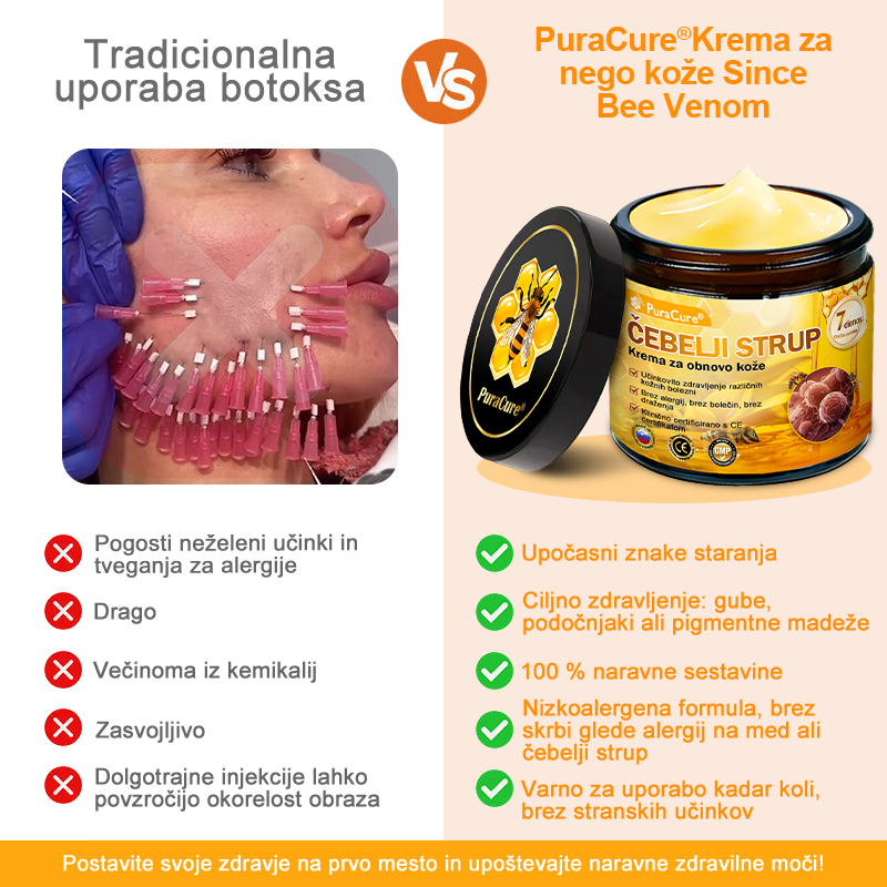 PuraCure® krema za obnovo kože s čebeljim strupom 🐝 | Naravno zdravljenje ekcema, luskavice, dermatitisa in draženja kože | Pomirjujoča in regenerativna formula  🔥