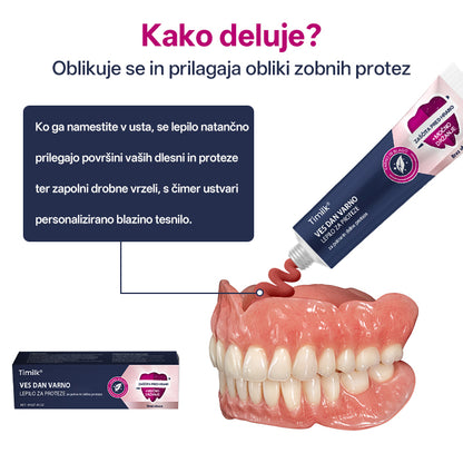 🌟 Timilk® Celodnevno Varno Lepilo za Proteze – Zanesljivost, Udobje in Svoboda za Tvoj Nasmeh 💎☀️