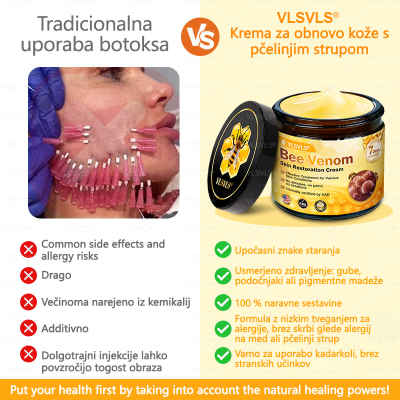 ✨ VLSVLS® Krema za obnovo kože s čebeljim strupom 🐝 Proti gubam & povešeni koži | 💆‍♀️ Učvrstitev telesa & regeneracija⚡ Vidni rezultati v 7 dneh | 💯 100% naravne sestavine |  ZADNJI DAN 80% CENEJE 🔥