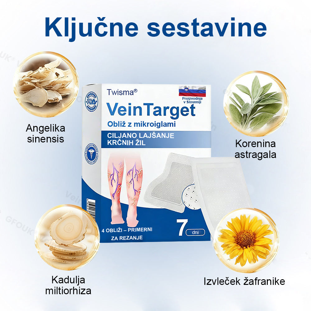 ✨ Twisma® VeinTarget: Napreden transdermalni sistem za zdravljenje kronične venske insuficience 🌿  Prvi EU-certificiran 🇪🇺 in GMP-certificiran ⚕️ alpski zeliščni mikroigelni obliž. Klinično dokazana 96-odstotna uspešnost 📊 Vidni rezultati v 7–14 dneh 🔥🔥
