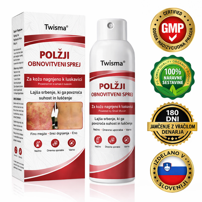 Tainun® Polžji Obnovitveni Sprej 🐌 – Omili srbenje, zmanjša luščenje in pomirja občutljivo kožo s psoriazo 🌿