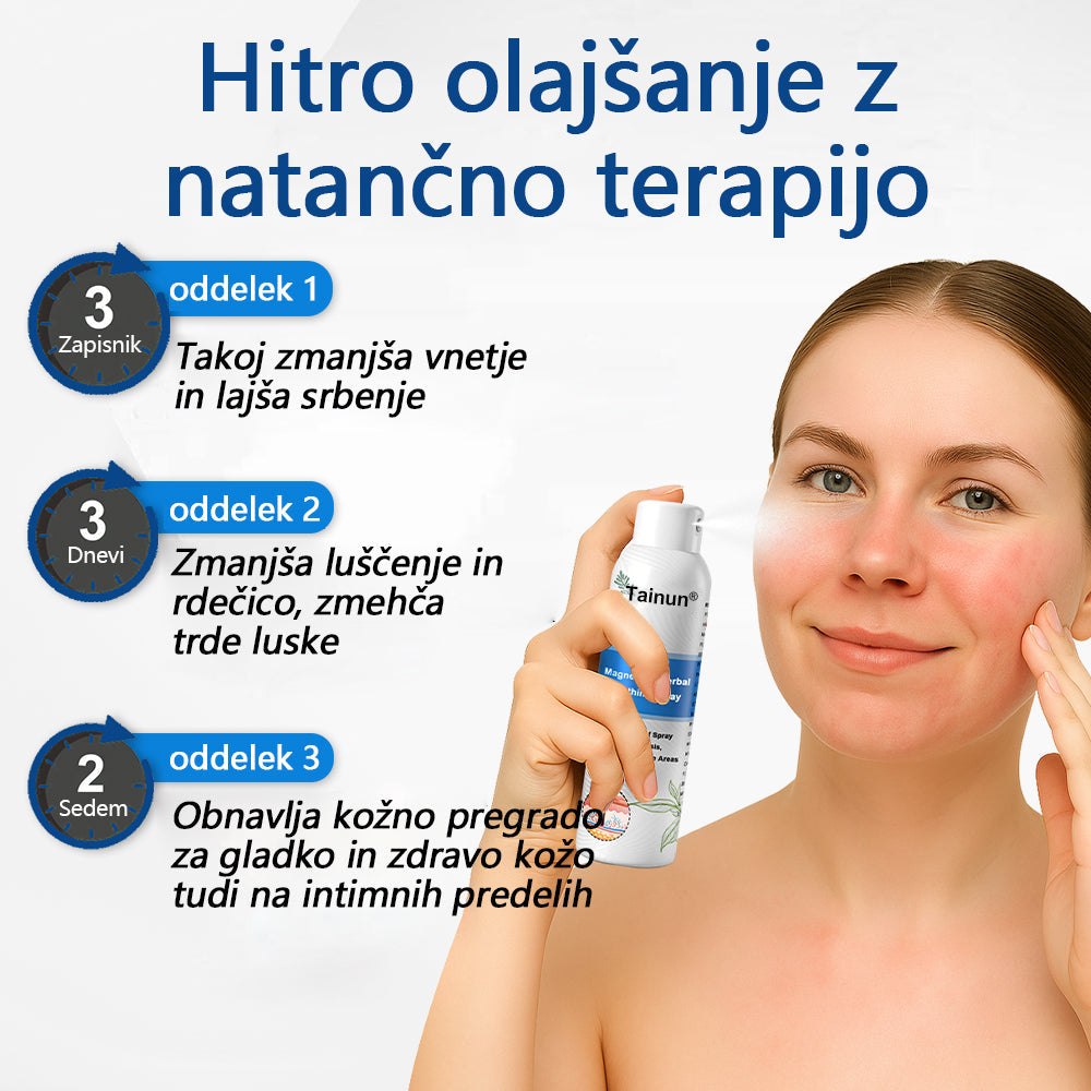 Tainun® Magnezijev zeliščni sprej ✅ CE certifikat – za zdravljenje luskavice (lajšanje luskavice in ekcemov, izboljšanje bakterijskih okužb genitalnega območja, zdravljenje aken in bradavic, lajšanje bolečin v sklepih in nevropatskih bolečin)✨