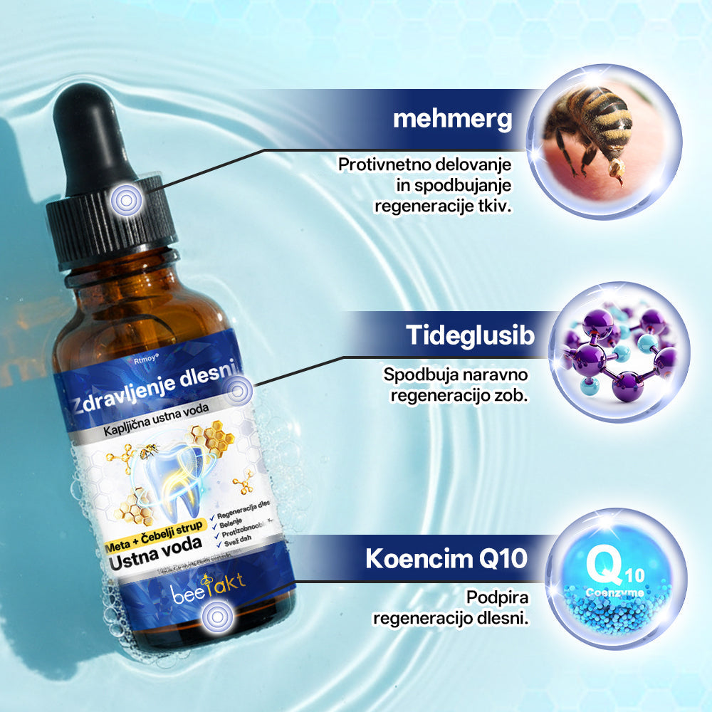 Rtmoy® BeeTakt kapljice za nego zob s čebeljim strupom – napredna rešitev za obnovo dlesni in ustno zdravje 🦷 | odstranjevanje zobnih oblog, regeneracija dlesni in lajšanje občutljivosti