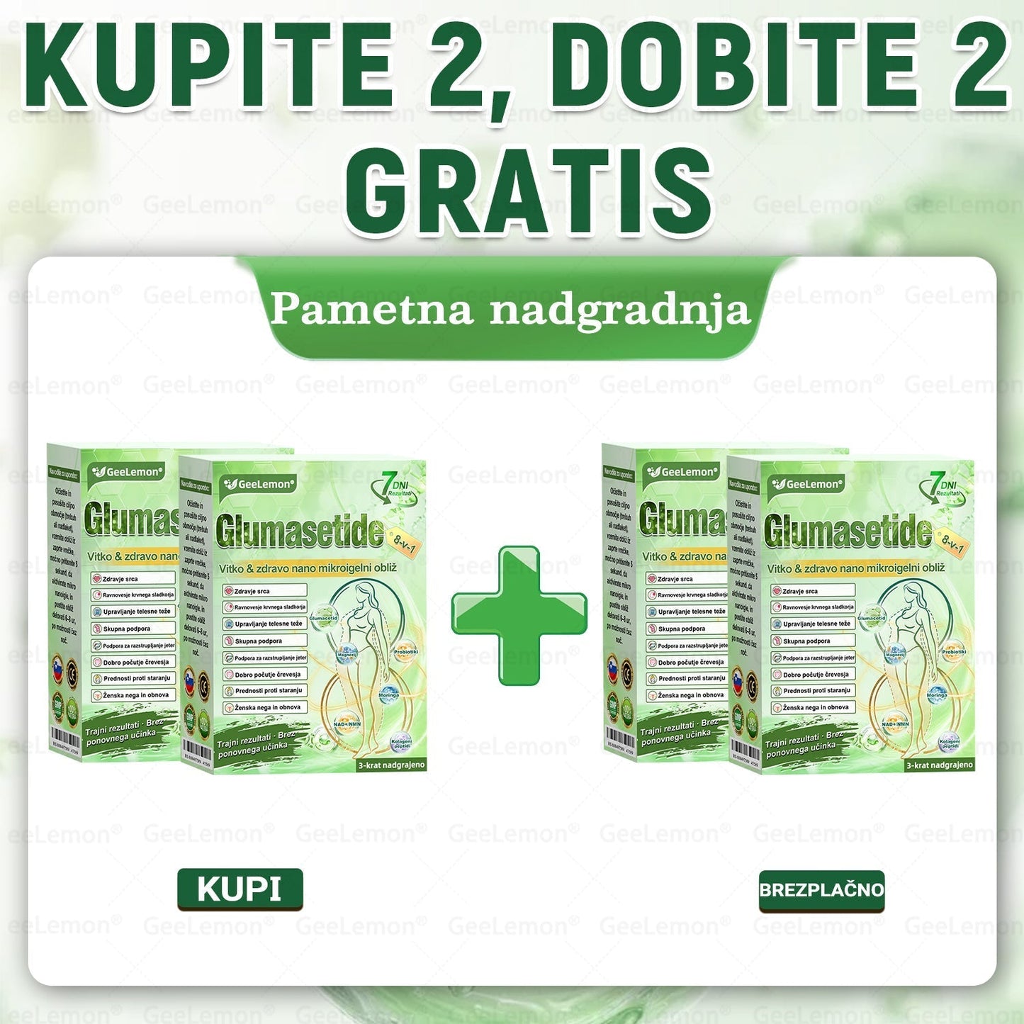 𝐆𝐞𝑒𝐿𝑒𝐦𝐨𝐧® 𝐆𝐥𝐮𝐦𝐚𝐬𝐞𝐭𝐢𝐝𝐞 8 v 1 Hujševalni in zdravju namenjen nano obliž z mikroiglicami 🇸🇮 (Samo enkrat na dan, vidne spremembe že v 7 dneh) ✅
